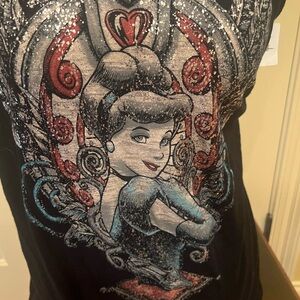 Black Graphic Tee with Princess Design